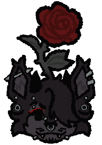 artwork of the head of my sona, ace, with a rose sprouting from her head