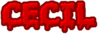 The word 'Cecil' in a dripping red font