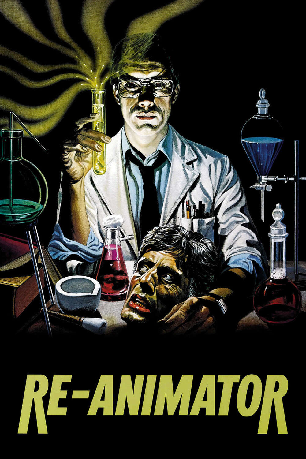 The DVD cover of the 1985 live action movie 'Re-Animator'