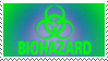 A stamp with the text 'Biohazard' under a biohazard symbol