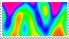 A stamp of a rainbow gradient dripping upwards