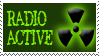 A stamp with the text 'Radioactive' to the left of a radioactive symbol