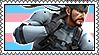 A stamp of a transparent Solid Snake from Metal Gear ontop of the transgender flag