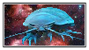 A stamp with a galaxy background and a transparent image of an isopod ontop