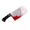 A small pixelated axe making a slicing motion